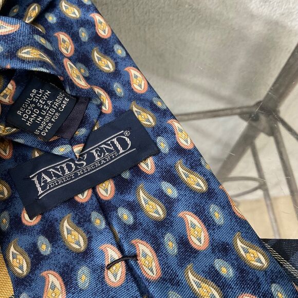 Lands' End Men's Silk paisley /silk wool plaid Ties Lot Of 2 Handsewn in USA - Picture 5 of 15